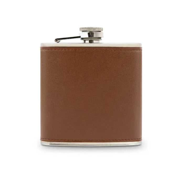 Faux Leather Wrapped Metal Hip Flask