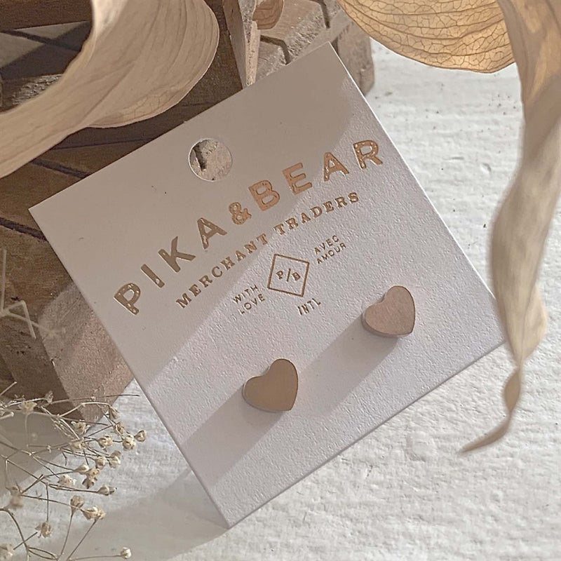 Pika & Bear "Total Eclipse of the Heart" Heart Stud Earrings