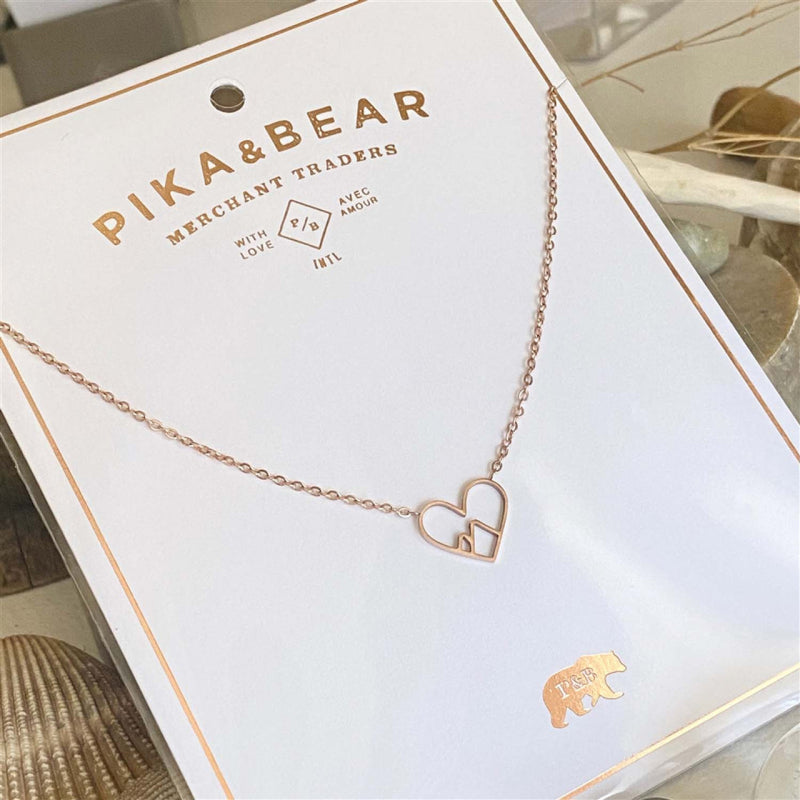 Pika & Bear "Burgess" Heart of the Mountains Charm Necklace