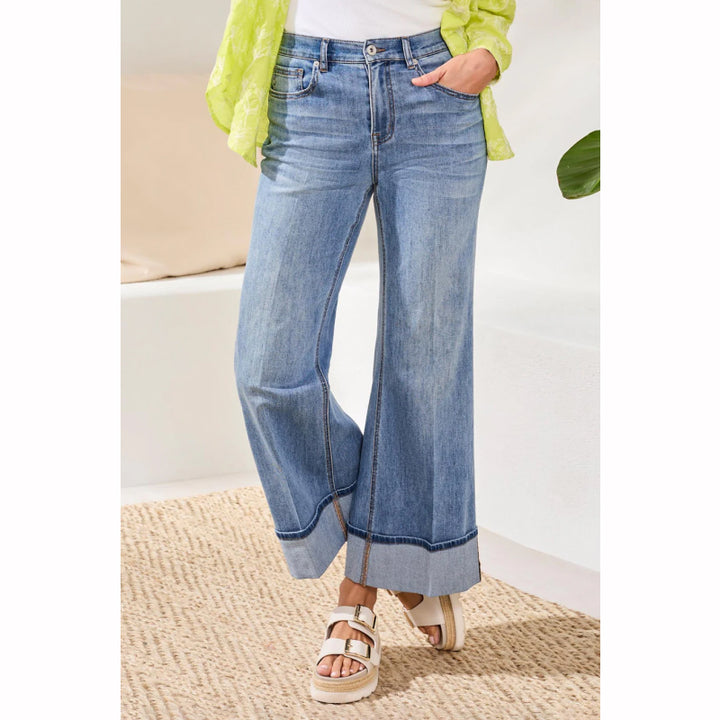 Tribal Brooke Cuffed Palazzo Jeans