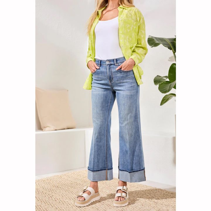 Tribal Brooke Cuffed Palazzo Jeans