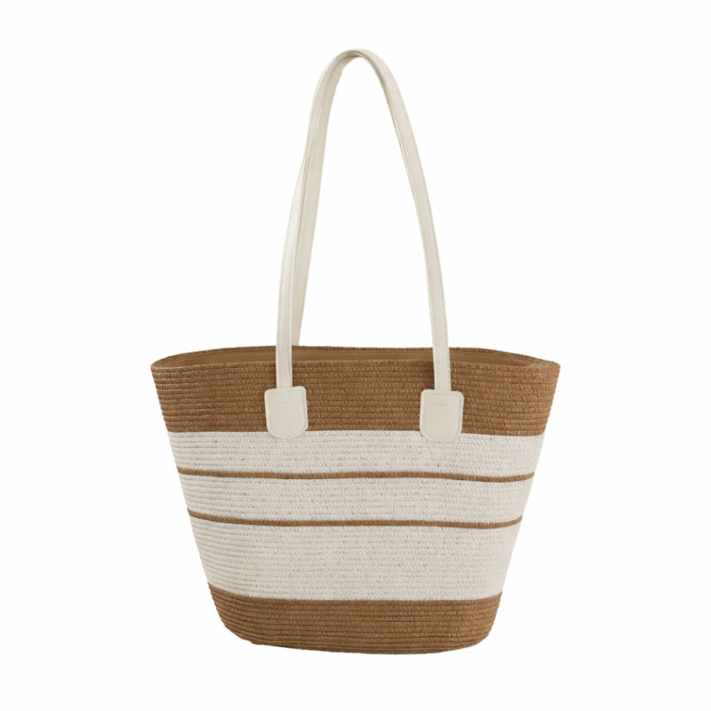 Take It Outside Essentials Striped Straw Beach Bag