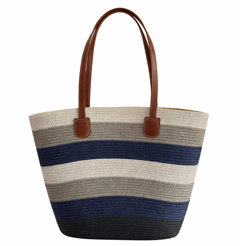 Take It Outside Essentials Striped Straw Beach Bag
