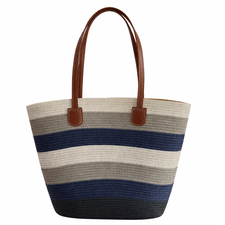 Take It Outside Essentials Striped Straw Beach Bag