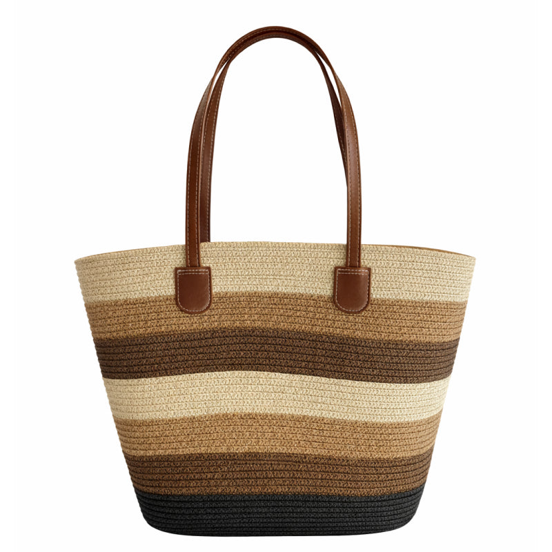 Take It Outside Essentials Striped Straw Beach Bag