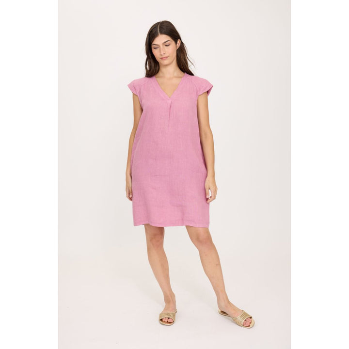Pistache Cap Sleeve Linen Dress