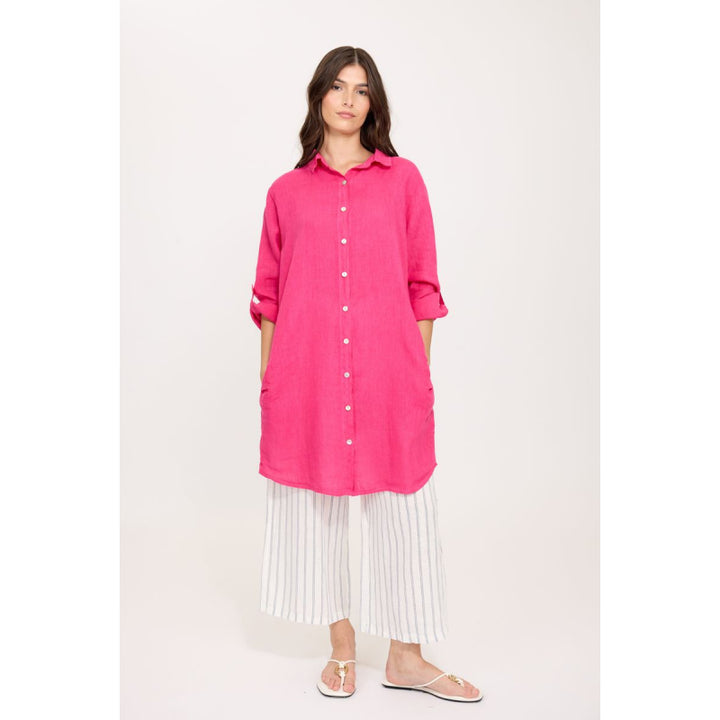 Pistache Linen Blouse Dress