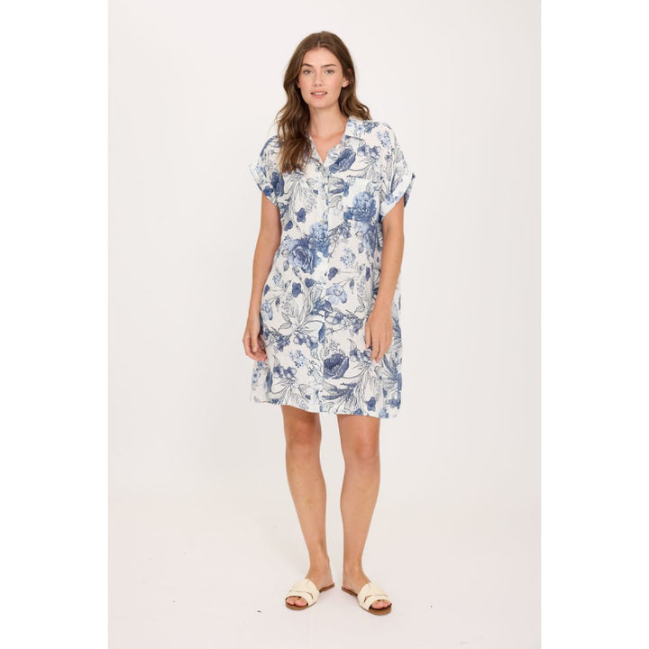 Pistache Linen Shirt Dress with Patch Pocket