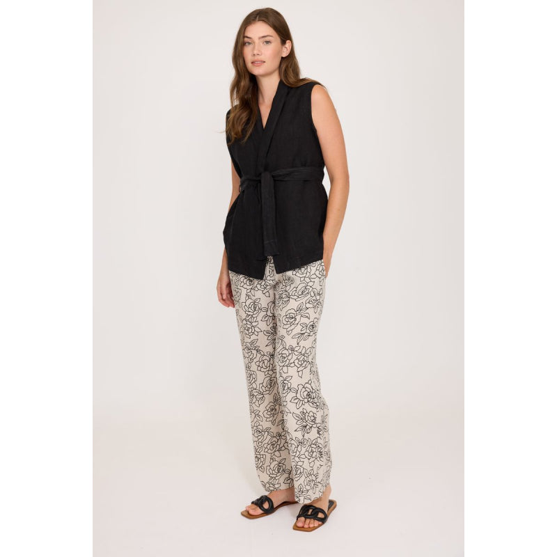 Pistache Shawl Collar Linen Vest