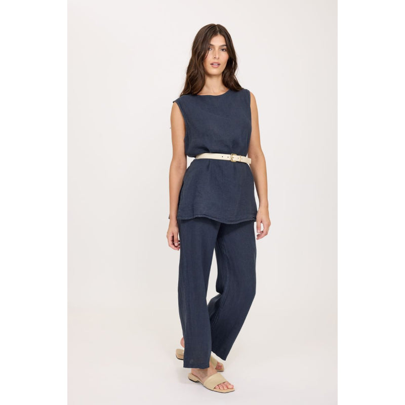 Pistache Straight Linen Pant