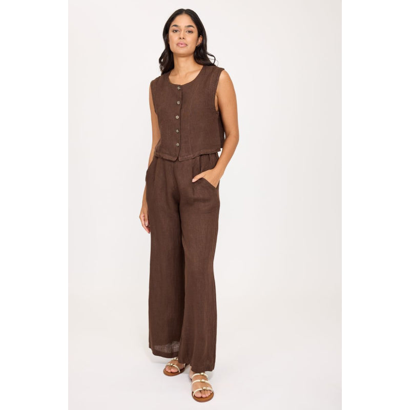 Pistache High Waisted Linen Pant