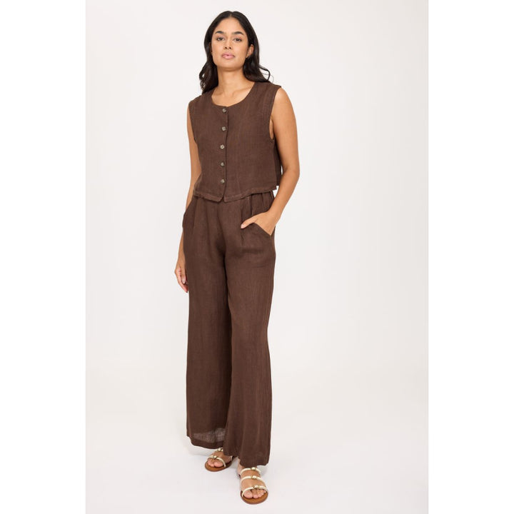 Pistache High Waisted Linen Pant
