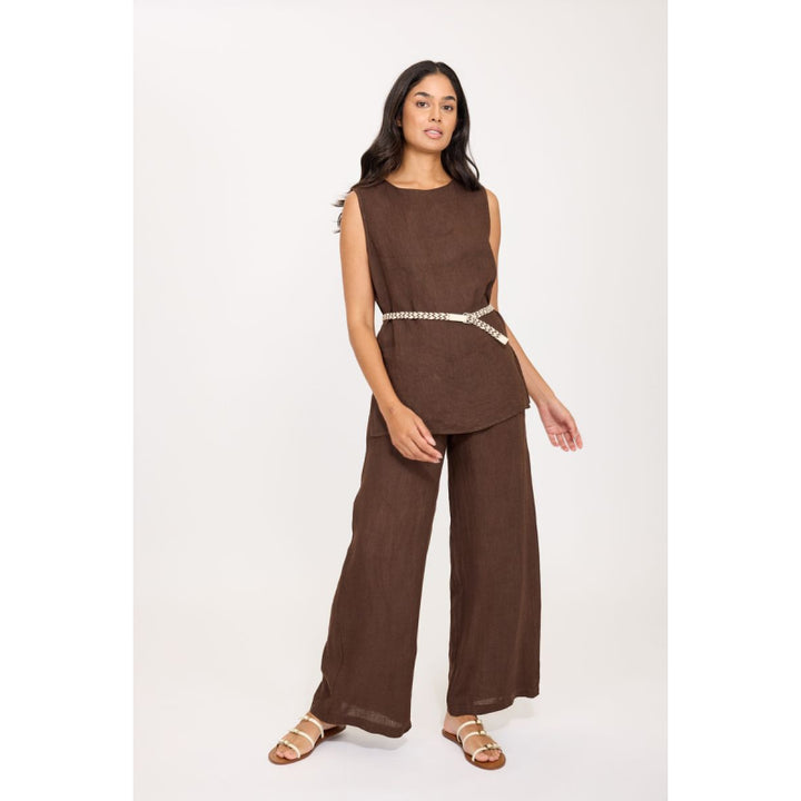 Pistache High Waisted Linen Pant