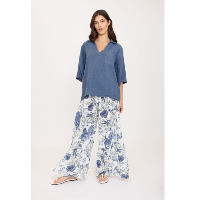 Pistache Linen Pull Over Blouse