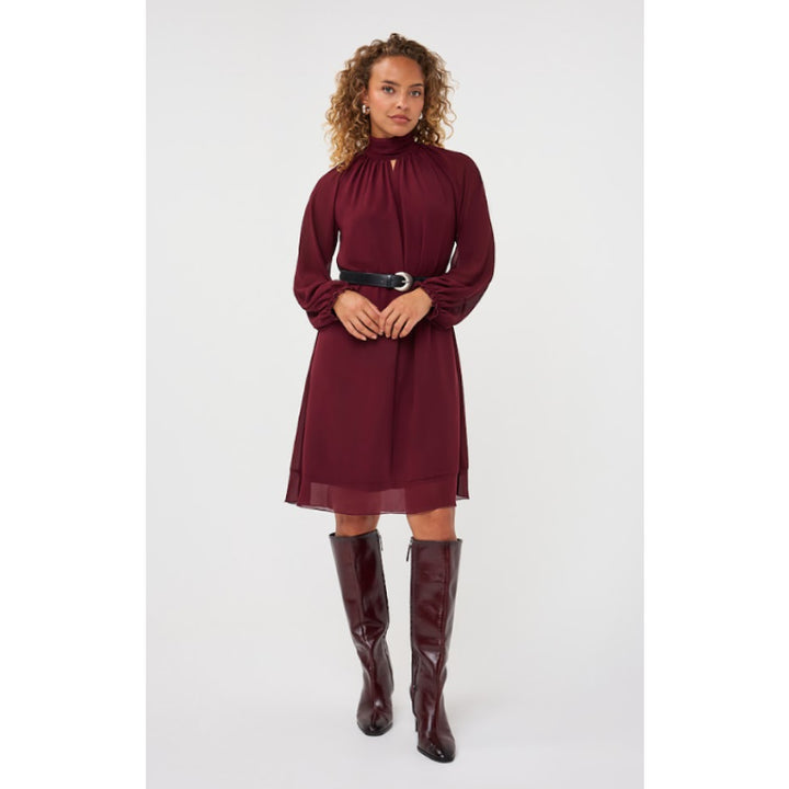 Esqualo Dress Mock Neck Chiffon