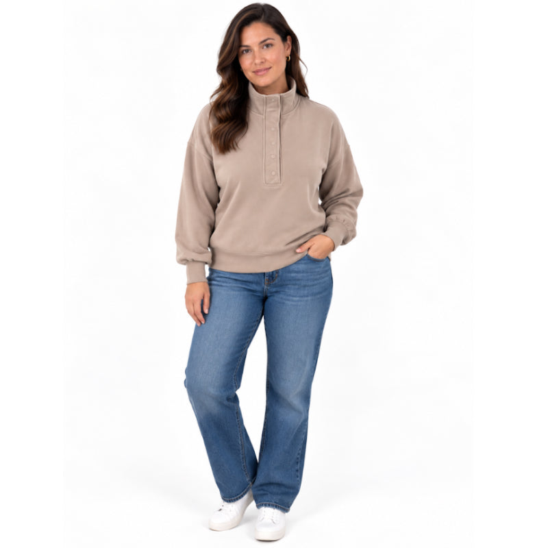 TIO Essentials Pull Over Button Neck Sweater