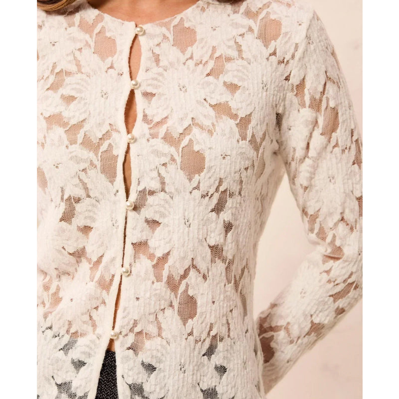Tribal Fancy Nancy Lace Button Top