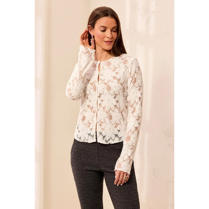 Tribal Fancy Nancy Lace Button Top