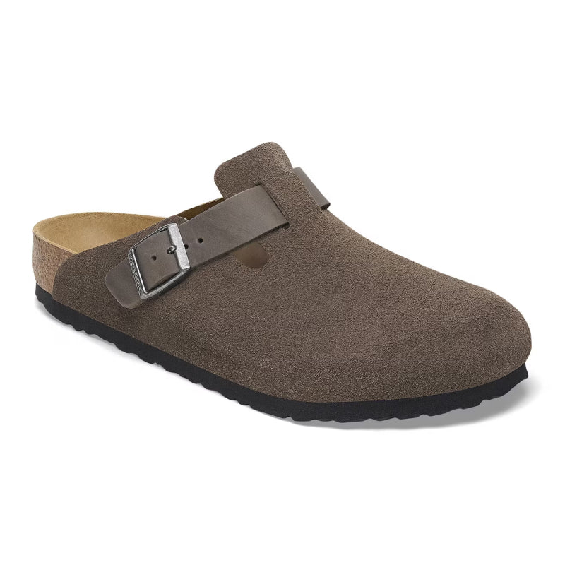 Birkenstock Boston Concrete Gray Suede / Oiled Leather - Regular
