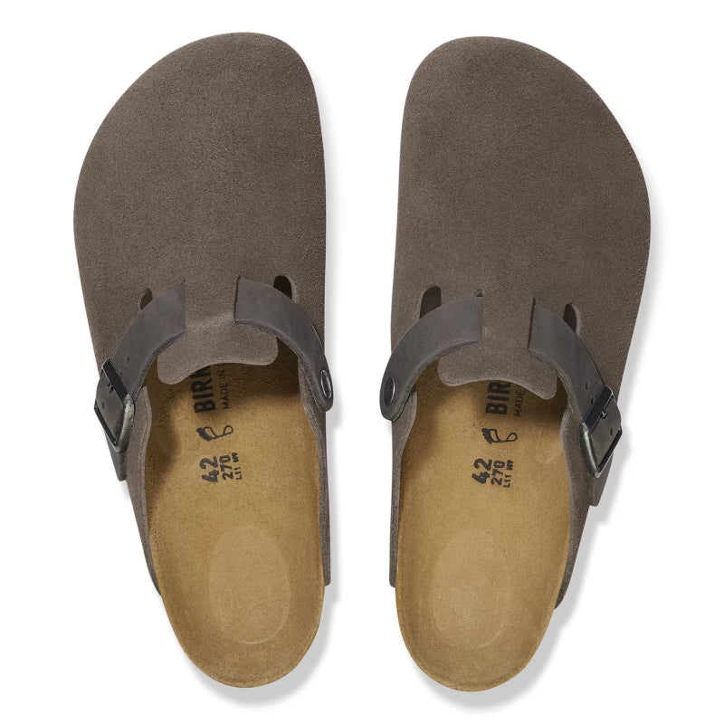 Birkenstock Boston Concrete Gray Suede / Oiled Leather - Regular