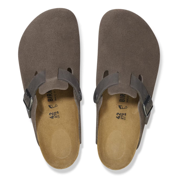 Birkenstock Boston Concrete Gray Suede / Oiled Leather - Regular