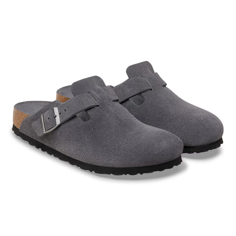 Birkenstock Boston Soft Footbed Charcoal Suede - Regular