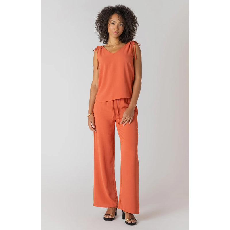 Room 34 V-Neck Tie Shoulder Top