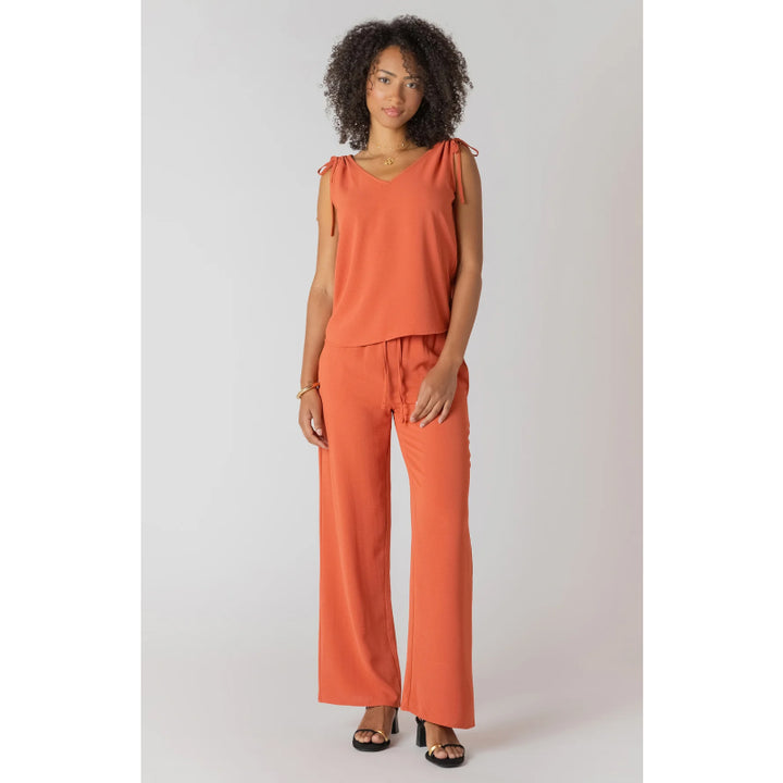 Room 34 V-Neck Tie Shoulder Top