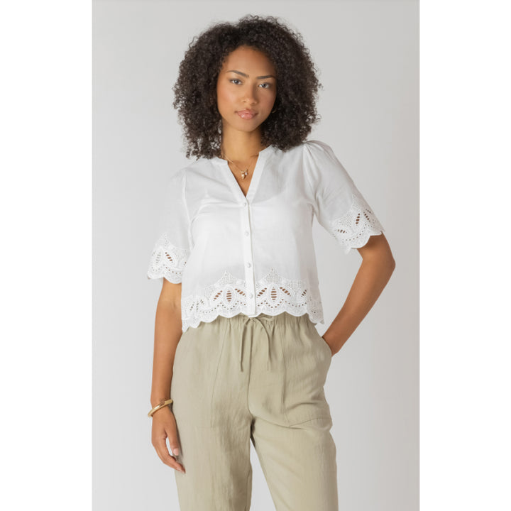 Room 34 Eyelet Trim Blouse