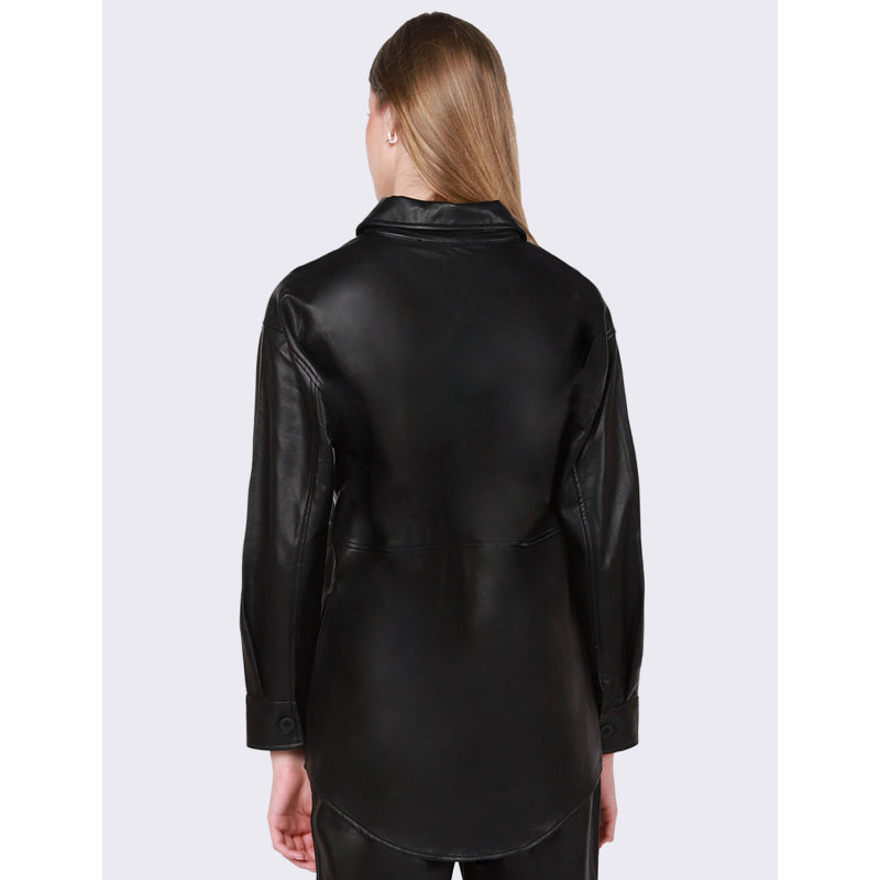 Black Tape Faux Leather Overshirt