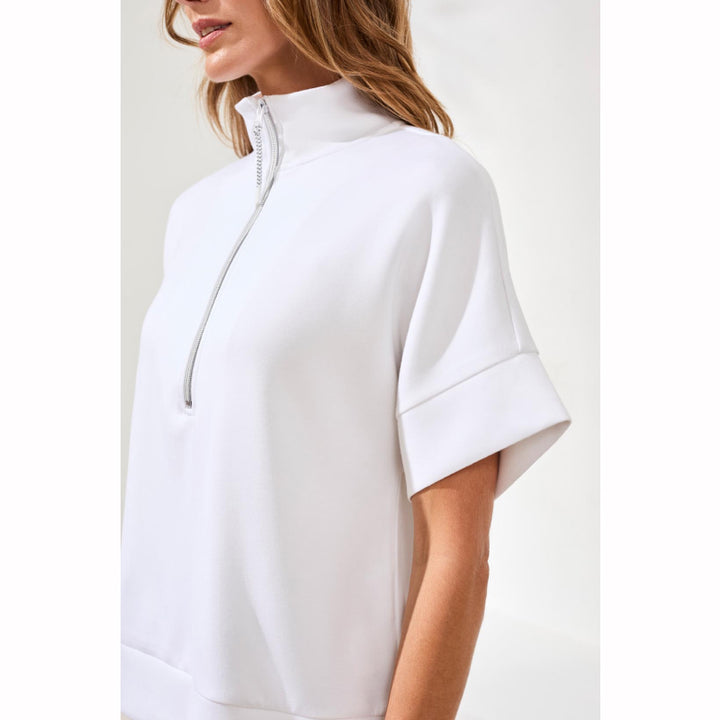 Tribal Techno Lux Short Sleeve Mock Neck Top