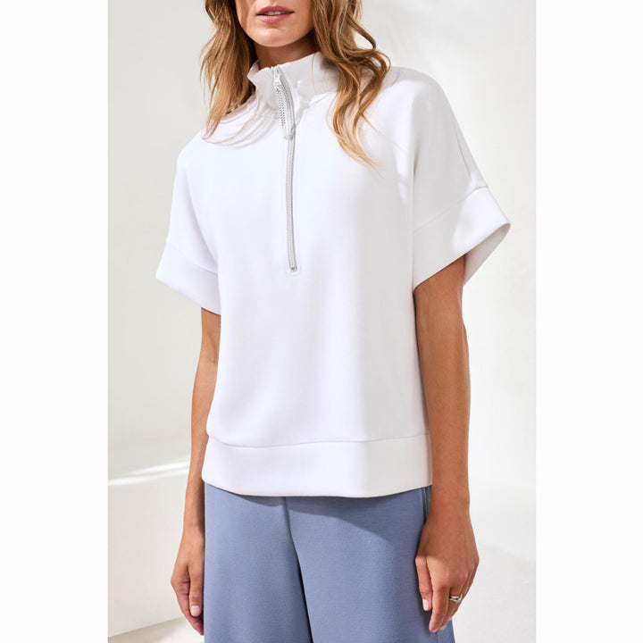 Tribal Techno Lux Short Sleeve Mock Neck Top