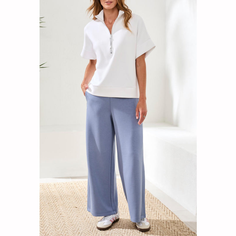 Tribal Techno Lux Short Sleeve Mock Neck Top