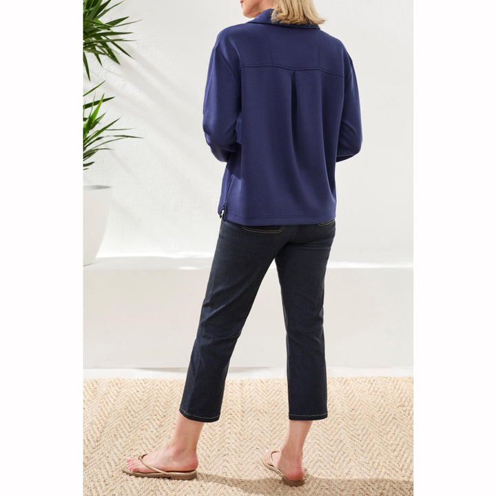 Tribal Techno Lux Long Sleeve Johnny Collar Top