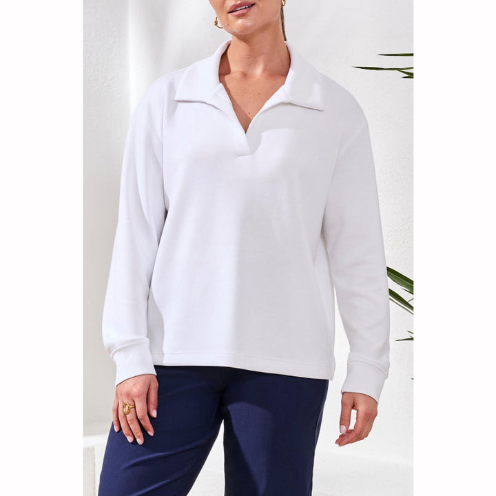 Tribal Techno Lux Long Sleeve Johnny Collar Top