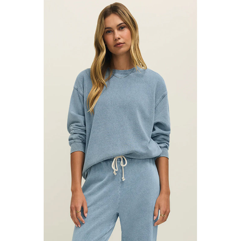 Z Supply Boyfriend Knit Denim Sweatshirt