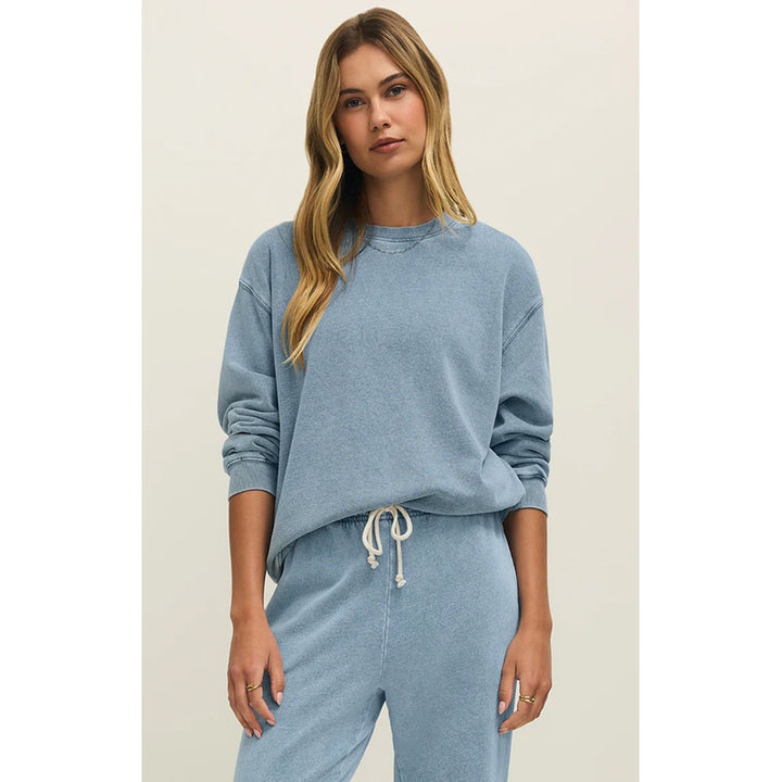 Z Supply Boyfriend Knit Denim Sweatshirt