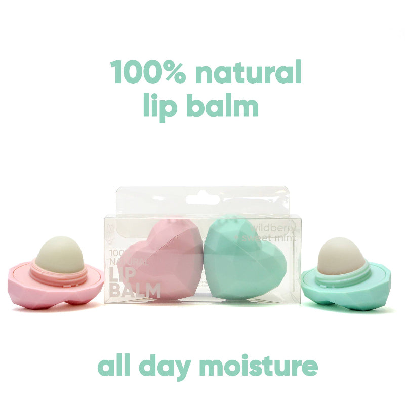 Rebels Refinery 2 Pack Heart Lip Balm PEGGABLE 100% Natural Mint /Wildberry
