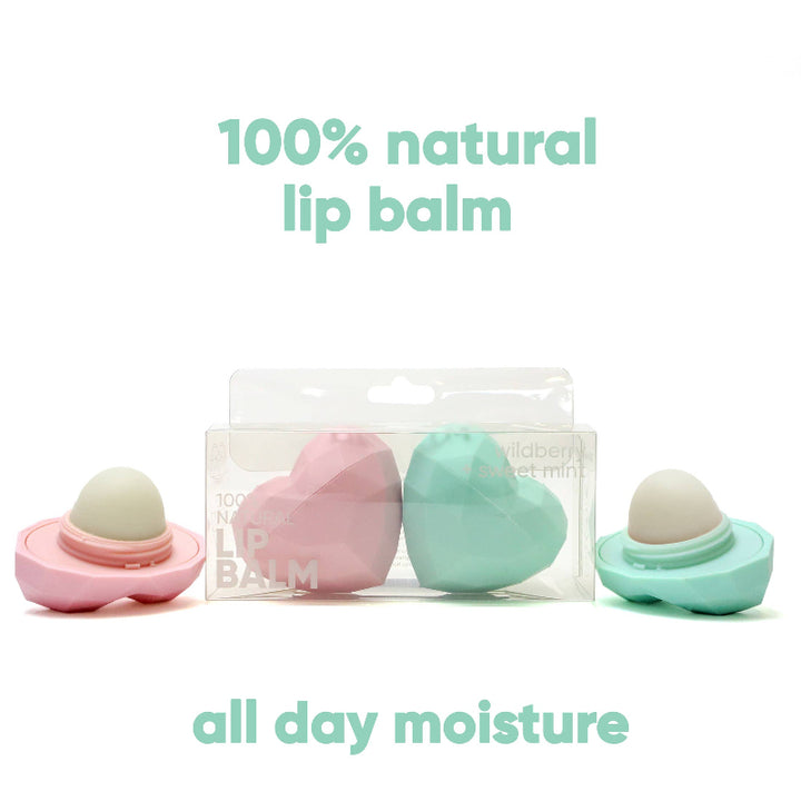 Rebels Refinery 2 Pack Heart Lip Balm PEGGABLE 100% Natural Mint /Wildberry