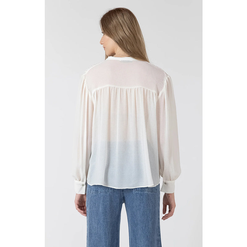 Black Tape Pintuck Detail Blouse