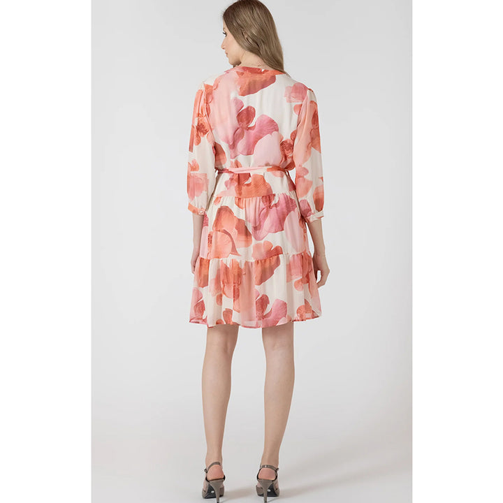 Black Tape Tiered Belted Dress