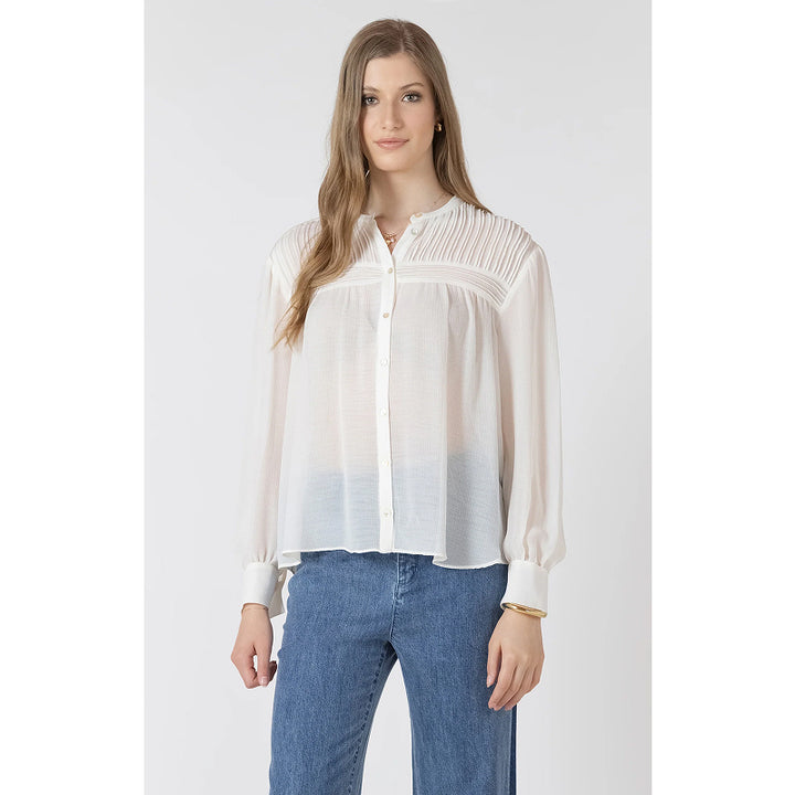 Black Tape Pintuck Detail Blouse