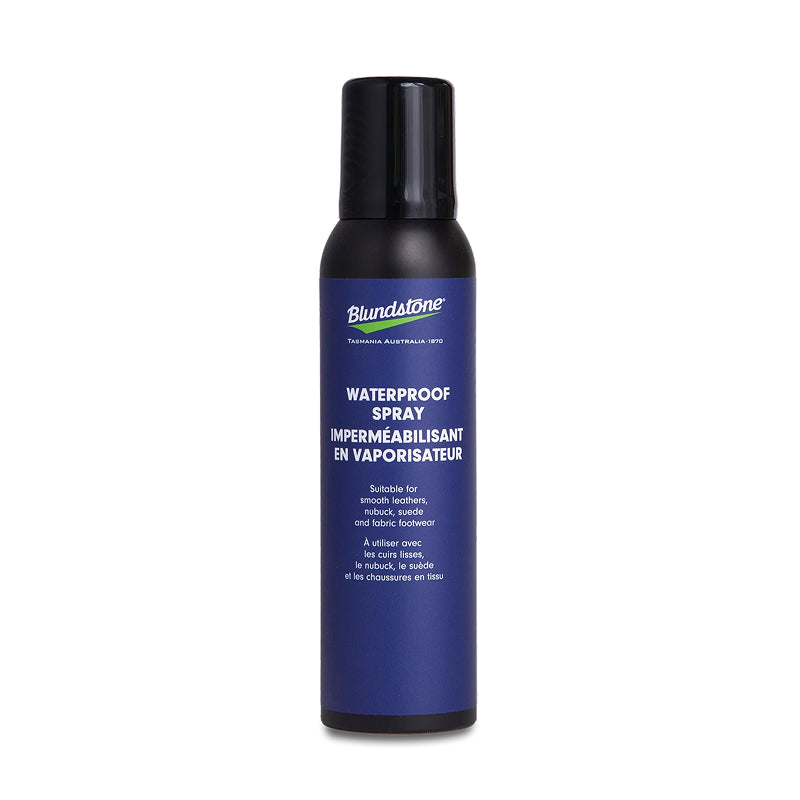 A single can of BiundaOne Waterproof Spray on a plain white background. The can is dark blue with a black spray cap and white text.
