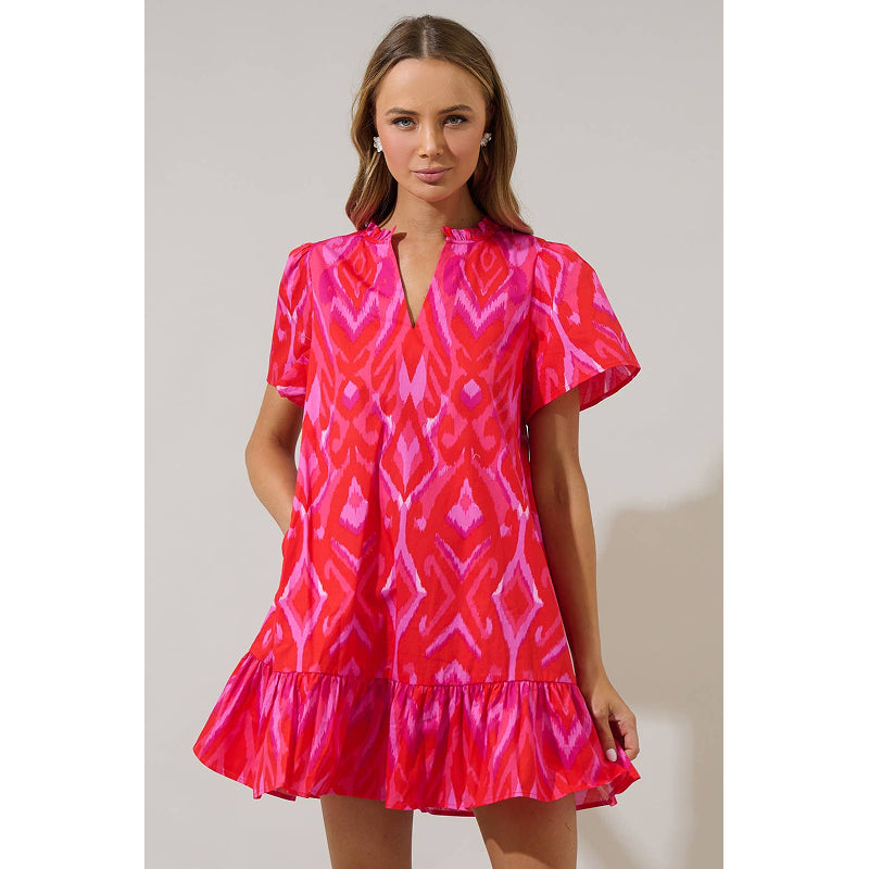 Sugarlips Blevin Ikat Celeste Mini Dress