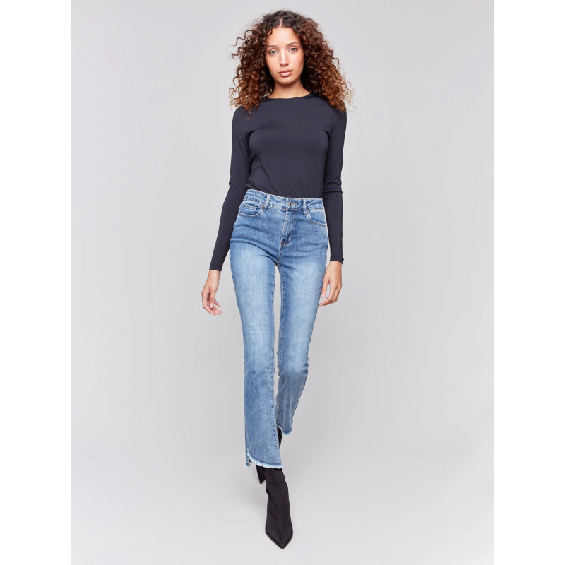 Charlie B Bootcut Jeans with Asymmetrical Hem