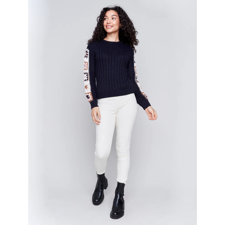 Charlie B Crochet Sleeve Sweater