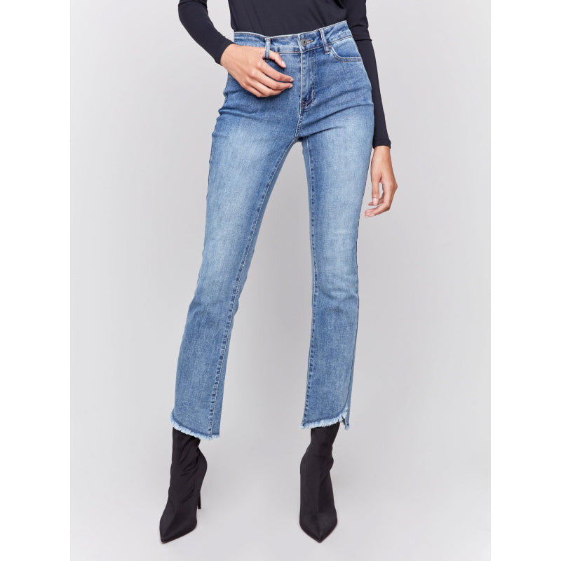 Charlie B Bootcut Jeans with Asymmetrical Hem