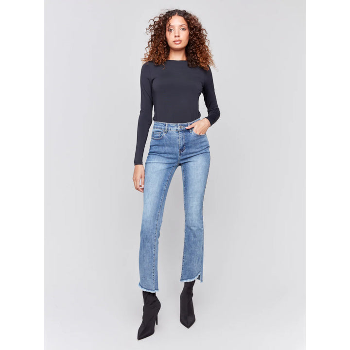 Charlie B Bootcut Jeans with Asymmetrical Hem