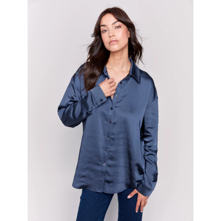 Charlie B Solid Gusty Satin Button-Down Shirt