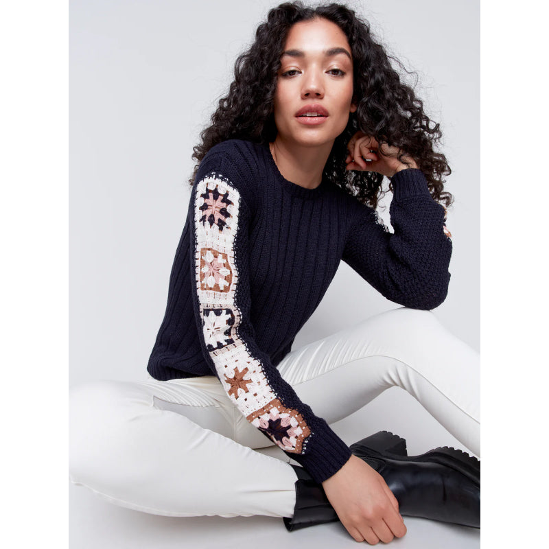 Charlie B Crochet Sleeve Sweater